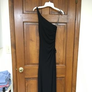 Black off one shoulder prom dress